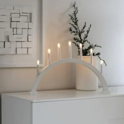 New Konstsmide Adventsstake 7 armet buet - Hvit
