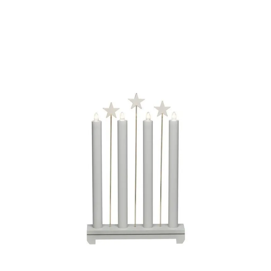 Outlet Konstsmide Adventsstake med stjerner - Lys grå