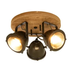 Hot Aneta Lighting Alaska rund taklampe - Jern/tre Grå