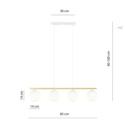 Sale Emibig Allora takpendel 4-lys - Hvit/Opal/Gullfarget Hvit / Opal / Gull