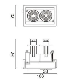 Online NorDesign Aria mini flex K2 downlight justerbar 2x5W 2700K RA90 Dimbar - Svart