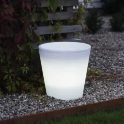 Konstsmide Assisi blomsterpotte liten LED plast trafo IP44 Hvit