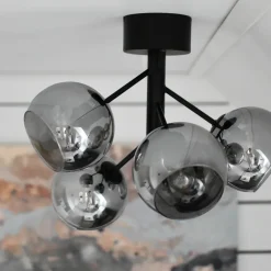 New Aneta Lighting Atom taklampe - Svart/Røykfarget Svart / Røyk