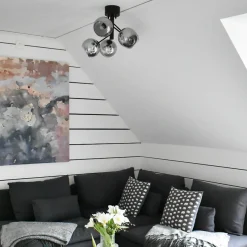 New Aneta Lighting Atom taklampe - Svart/Røykfarget Svart / Røyk