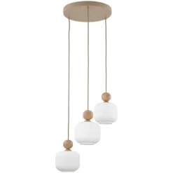 Outlet TK Lighting Ballo takpendel 3-lys Hvit / Trefarget