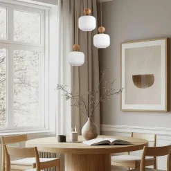 Outlet TK Lighting Ballo takpendel 3-lys Hvit / Trefarget