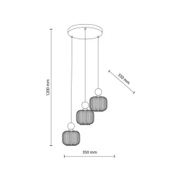Outlet TK Lighting Ballo takpendel 3-lys Hvit / Trefarget