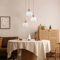 Outlet TK Lighting Ballo takpendel 3-lys Hvit / Trefarget