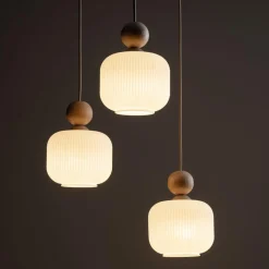 Outlet TK Lighting Ballo takpendel 3-lys Hvit / Trefarget