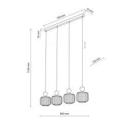 Online TK Lighting Ballo takpendel 4-lys Hvit / Trefarget
