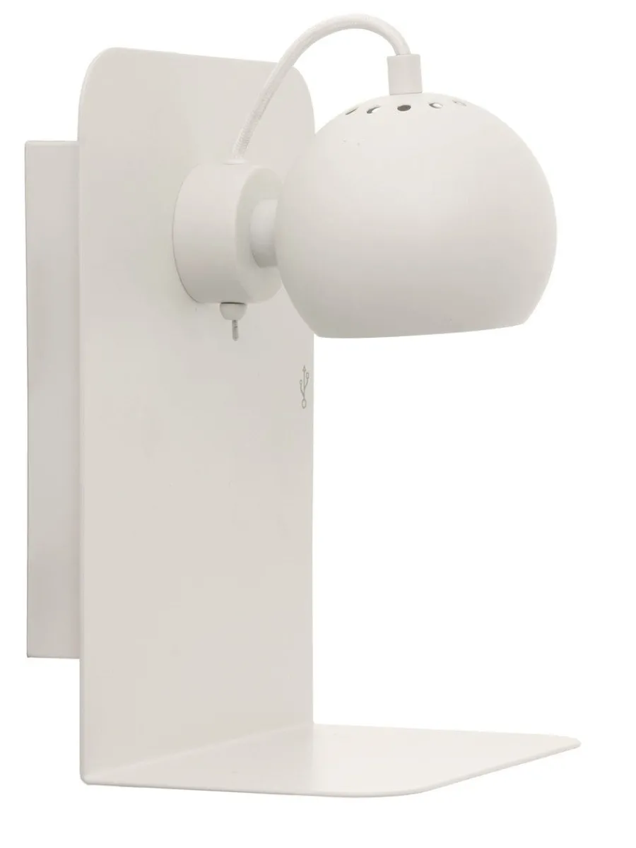 Hot Frandsen Ball vegglampe m/USB Svart