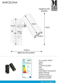 Sale Marksløjd Barcelona vegglampe - Svart