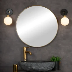 Sale Lucide Berend vegglampe IP44 - Svart/Opal Svart / Opal