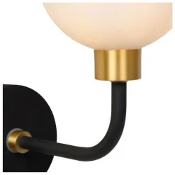 Sale Lucide Berend vegglampe IP44 - Svart/Opal Svart / Opal