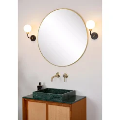 Sale Lucide Berend vegglampe IP44 - Svart/Opal Svart / Opal