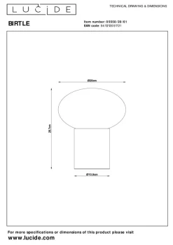Clearance Lucide Birtle bordlampe 38 cm Tre / Hvit