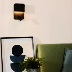 Discount Lucide Boxer vegglampe 10W 3000 Kelvin m/USB - Svart