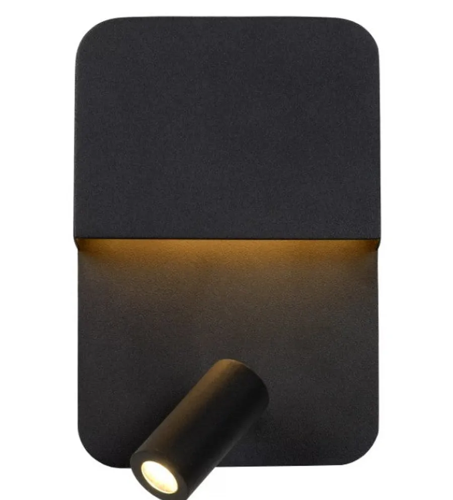 Discount Lucide Boxer vegglampe 10W 3000 Kelvin m/USB - Svart