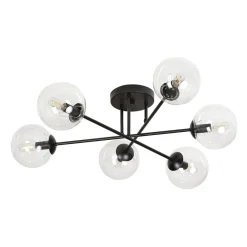 Online Emibig Brendi rund taklampe 6 lys - Svart/Klart glass Svart / Klartglass