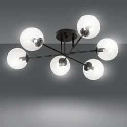 Online Emibig Brendi rund taklampe 6 lys - Svart/Klart glass Svart / Klartglass