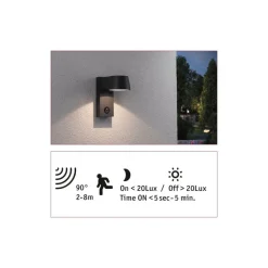 Discount Paulmann Capea vegglampe utendørs IP44 6W 3000 Kelvin - Sensor Antrasitt