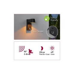 Sale Paulmann Capea vegglampe utendørs IP44 6W 2200/3000 Kelvin - Sensor Antrasitt
