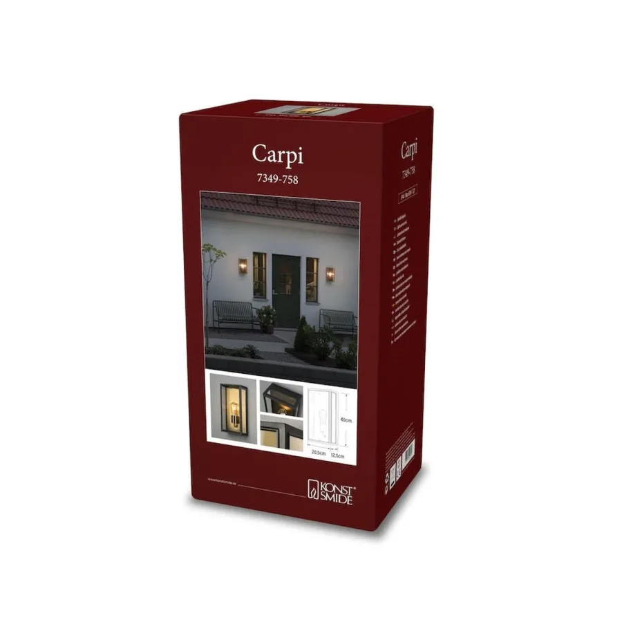Konstsmide Carpi vegglampe utendørs H40 cm IP44 - Svart/Messing Svart / Messing