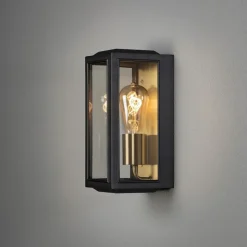 Outlet Konstsmide Carpi vegglampe utendørs H30 cm IP44 - Svart/Messing Svart / Messing
