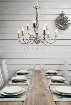 Discount Aneta Lighting Chateau 9 lysekrone Krystall