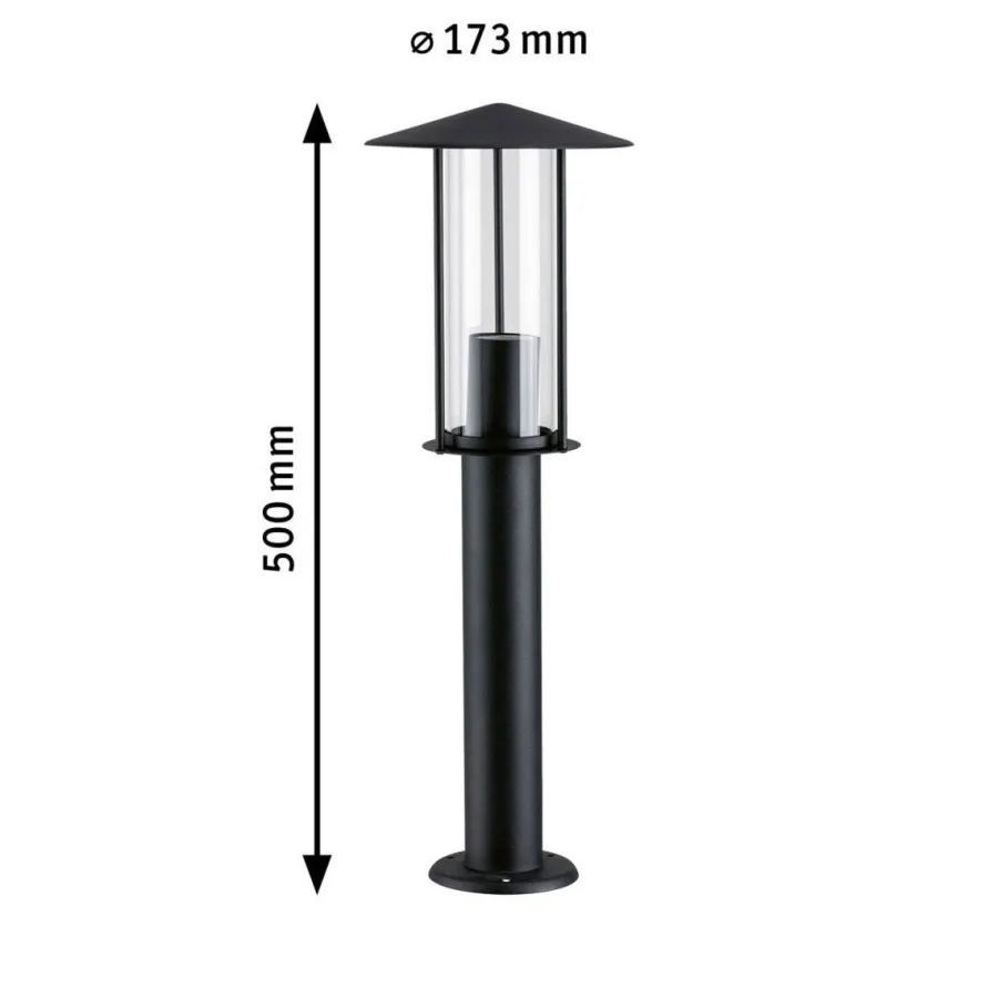 New Paulmann Classic pullert utendørs IP44 4,3W 2200 Kelvin 50 cm Svart