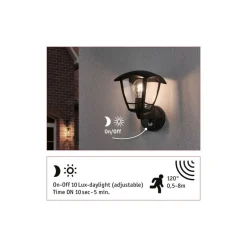Best Paulmann Classic vegglampe opp utendørs IP44 - Med bevegelsessensor Svart