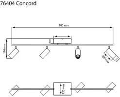 Clearance Aneta Lighting Concord takspott 4-lys