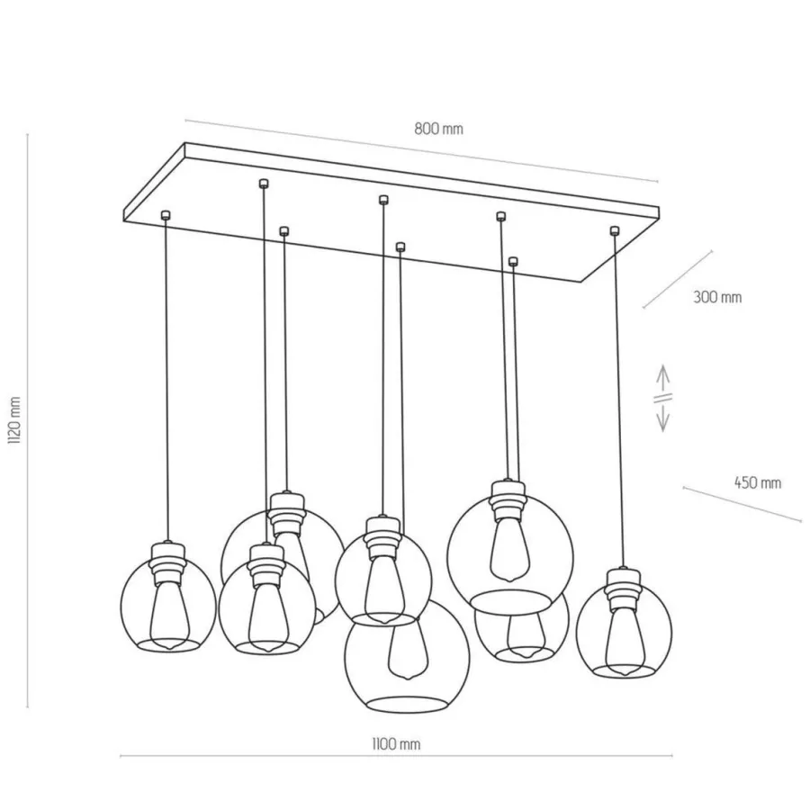 Clearance TK Lighting Cubus takpendel 8-lys