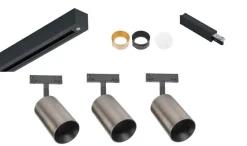 New Antidark Designline Tube Pro komplett 1.9 meter spotskinne med 3 spotter GU10 - /Titanium Svart