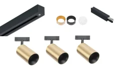 Clearance Antidark Designline Tube Pro komplett 1.9 meter spotskinne med 3 spotter GU10 - Svart/Messing Svart / Messing