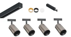 Sale Antidark Designline Tube Pro komplett 1.9 meter spotskinne med 4 spotter GU10 - /Titanium Svart