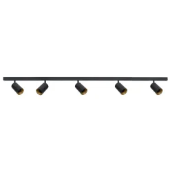 Antidark Designline Tube Pro komplett 1.9 meter spotskinne med 5 spotter GU10 - Svart