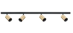 Discount Antidark Designline Tube Pro komplett 1.9 meter spotskinne med 4 spotter GU10 - Svart/Messing Svart / Messing
