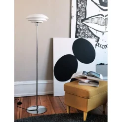 Sale Dyberg Larsen DL31 gulvlampe - Krom/Opal glass Krom / Opal