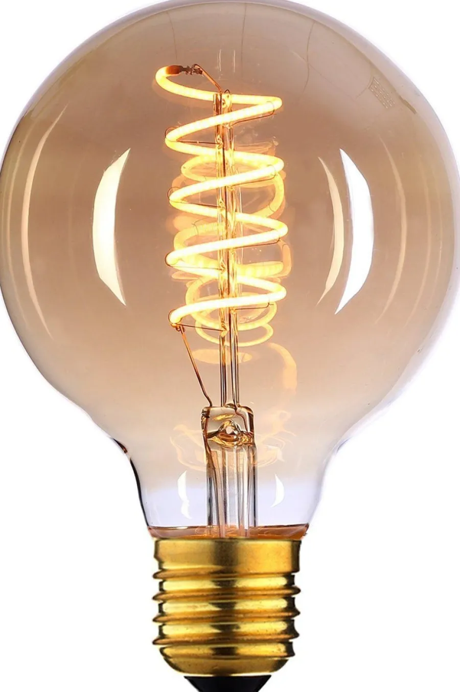 Sale Ms - belysning Edison globe amber spiral E27 6W LED 125mm - 3 step dim Røyk