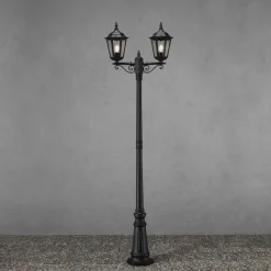 Discount Konstsmide Firenze 2-arm stolpe - 220cm Svart