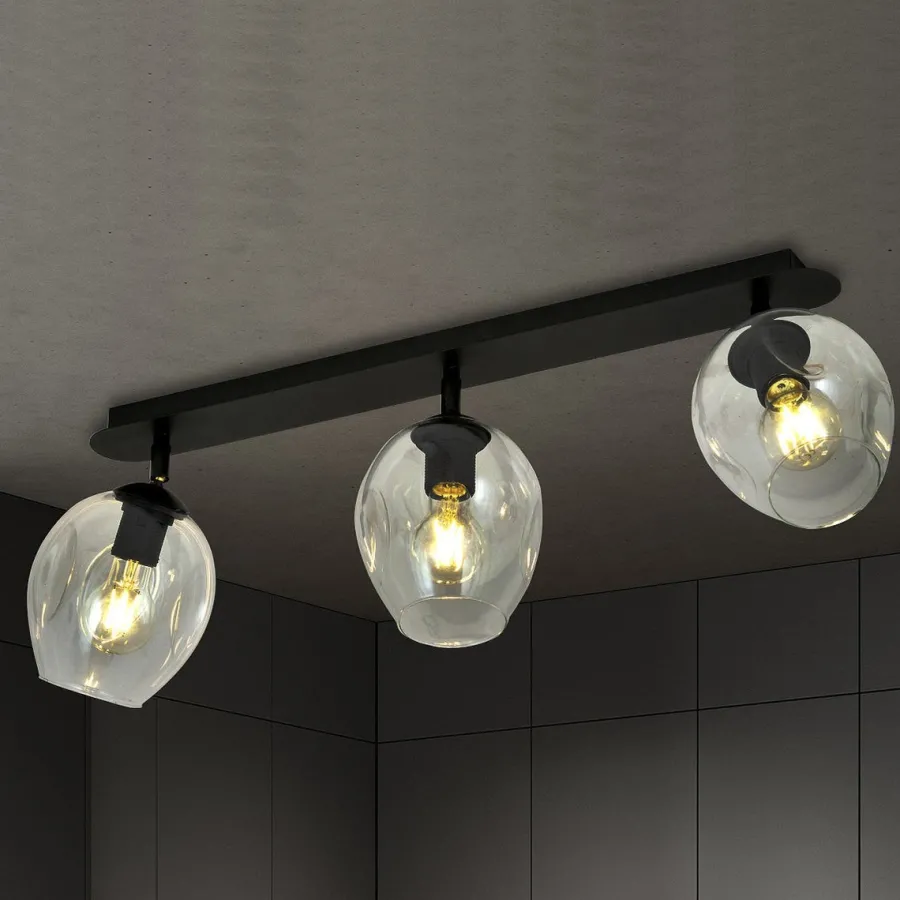 Sale Emibig Flow taklampe 3-lys - Svart/Klar Svart / Klar