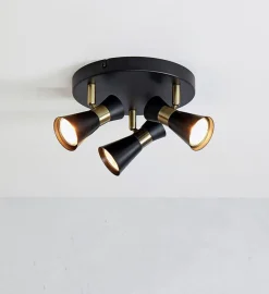 Sale Marksløjd Folie taklampe 3-spot - Svart/Antikk messingfarget - Svart / Messing