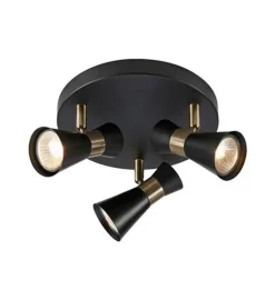 Sale Marksløjd Folie taklampe 3-spot - Svart/Antikk messingfarget - Svart / Messing