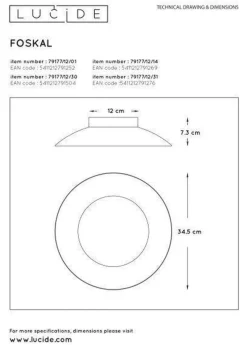 Hot Lucide Foskal taklampe 34,5 cm 12W 2700 Kelvin Svart