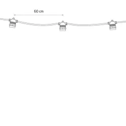 Outlet Nowodvorski Garden Garland utendørs lysslynge 6 meter 10 lys IP65 ekstra slynge - Svart