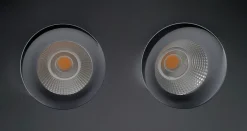 Sale NorDesign Georgia 360 lavtbyggende downlight dobbel 2x7W 2700K RA97 Dimbar IP44 - Svart
