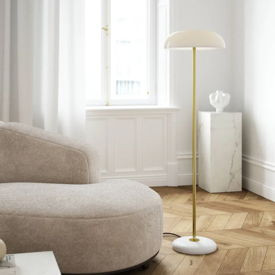 Outlet DFTP Glossy gulvlampe - Hvit/Marmor/Messing