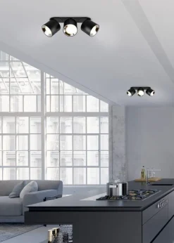 New Trio Lighting Guayana takspot 3-lys GU10 - Kan felles inn i tak Svart