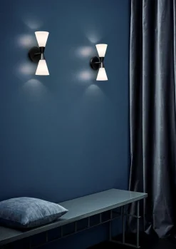 Clearance Herstal Harlekin Duo vegglampe - Matt Svart